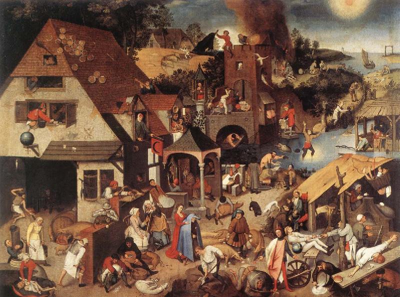 BRUEGHEL, Pieter the Younger Proverbs fd Spain oil painting art
